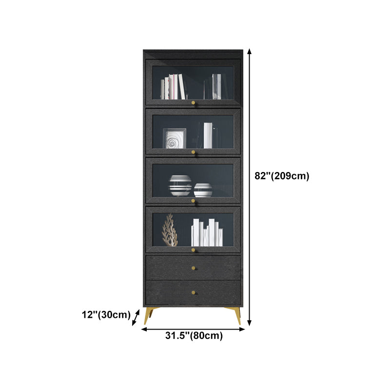 Modern Style Bookcase Standard Closed Back Wooden Bookshelf with Doors