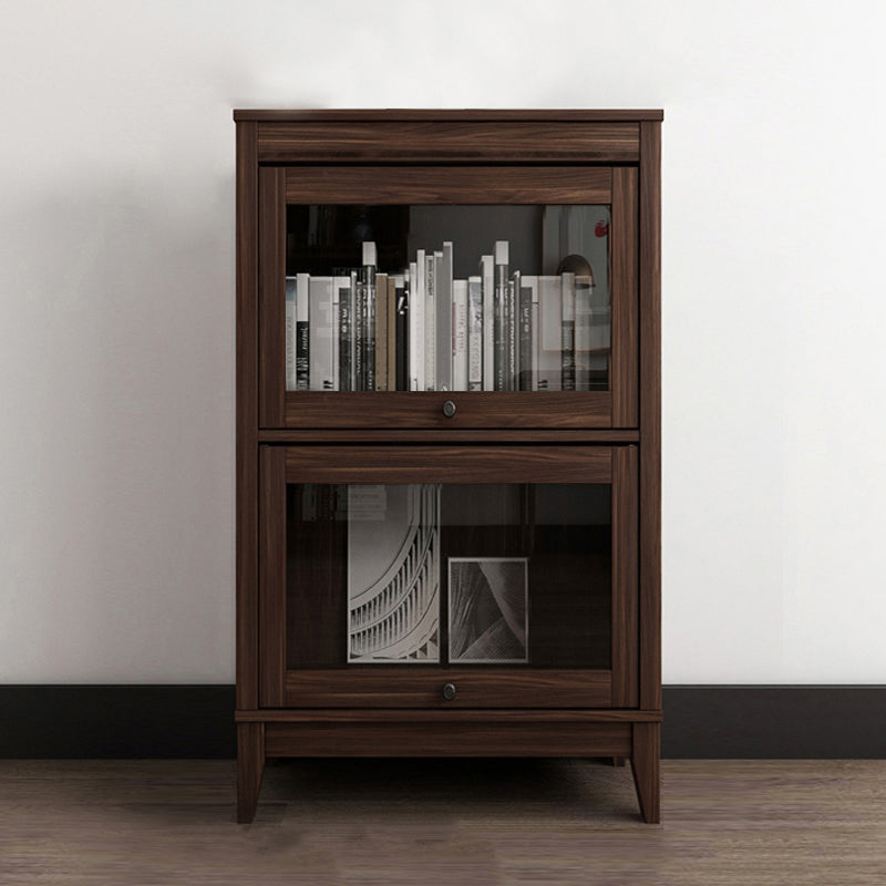 Manufactured Wood Bookcase Contemporary Standard Bookshelf with Glass Doors