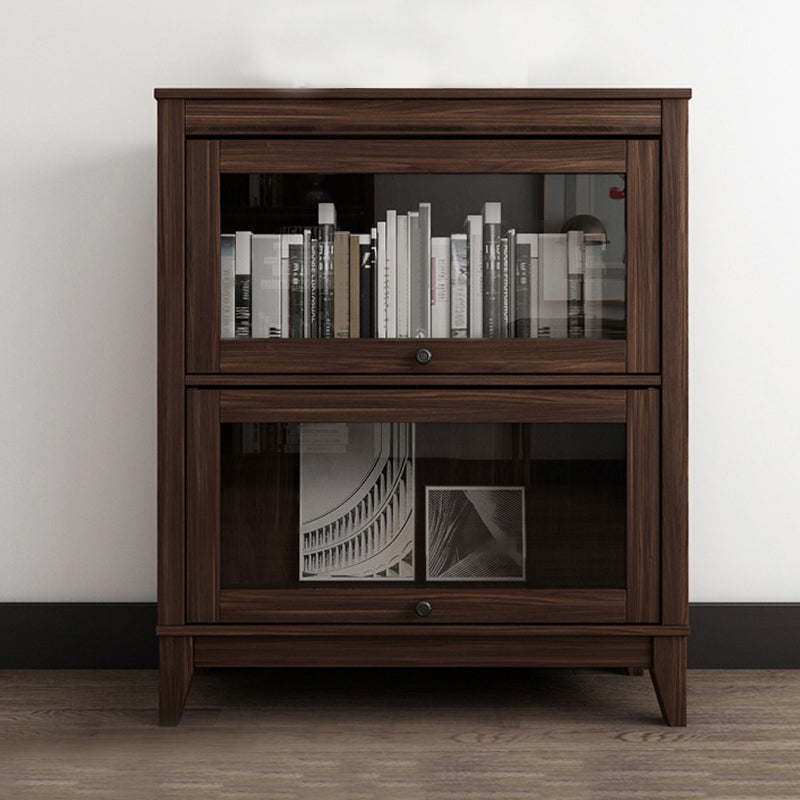 Manufactured Wood Bookcase Contemporary Standard Bookshelf with Glass Doors