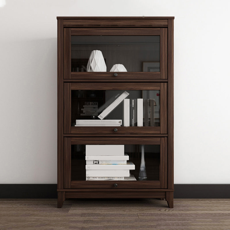 Manufactured Wood Bookcase Contemporary Standard Bookshelf with Glass Doors
