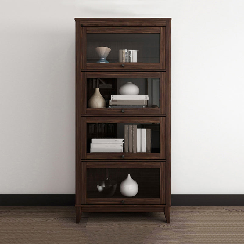 Manufactured Wood Bookcase Contemporary Standard Bookshelf with Glass Doors