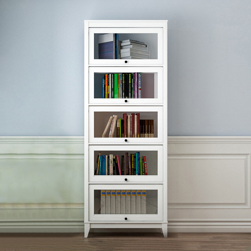 Manufactured Wood Bookcase Contemporary Standard Bookshelf with Glass Doors