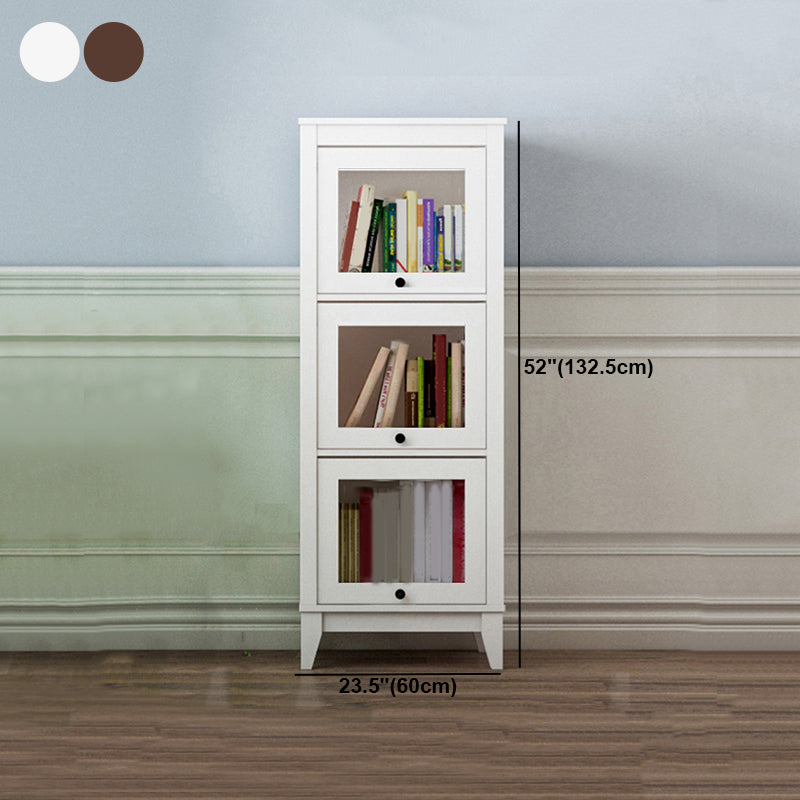 Manufactured Wood Bookcase Contemporary Standard Bookshelf with Glass Doors