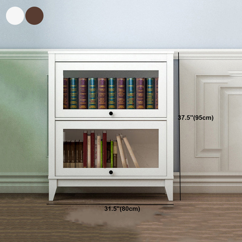 Manufactured Wood Bookcase Contemporary Standard Bookshelf with Glass Doors