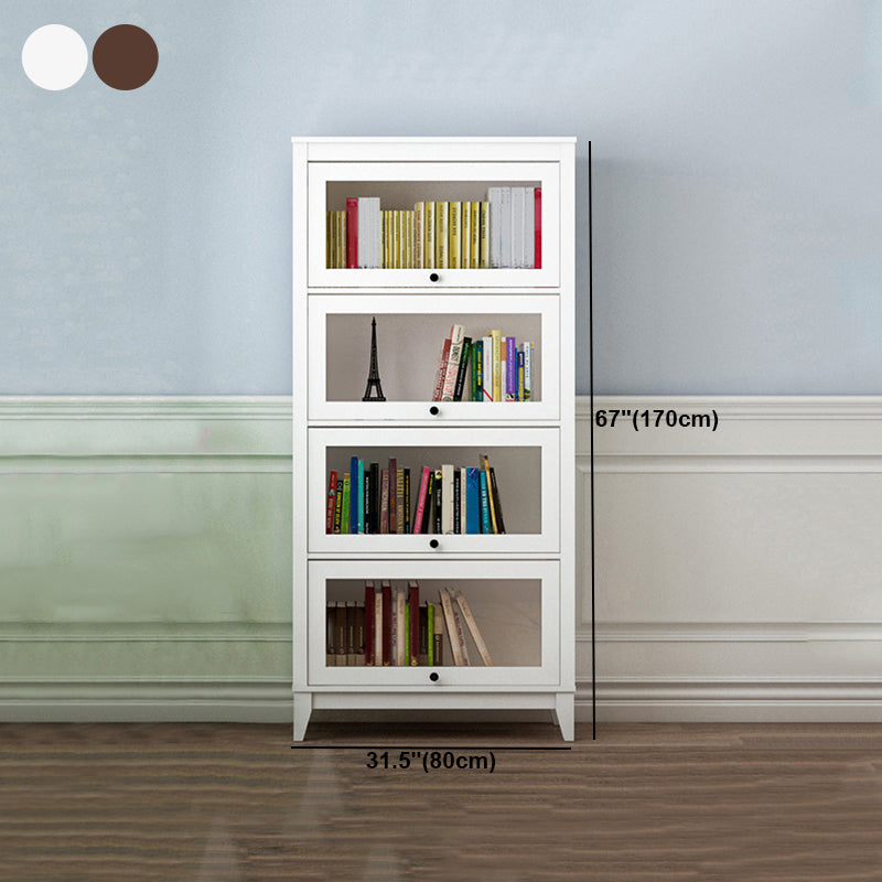 Manufactured Wood Bookcase Contemporary Standard Bookshelf with Glass Doors