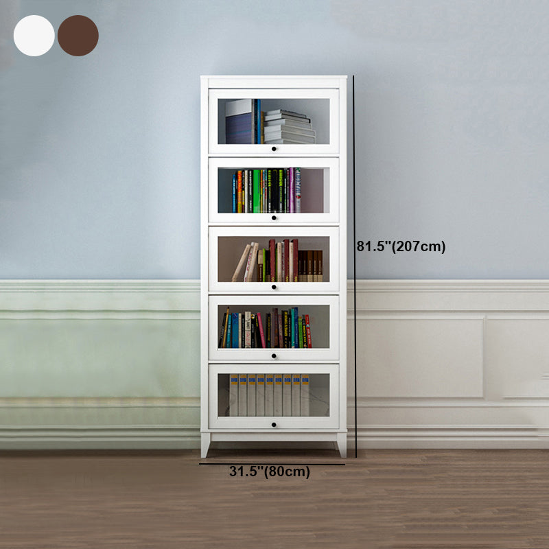 Manufactured Wood Bookcase Contemporary Standard Bookshelf with Glass Doors
