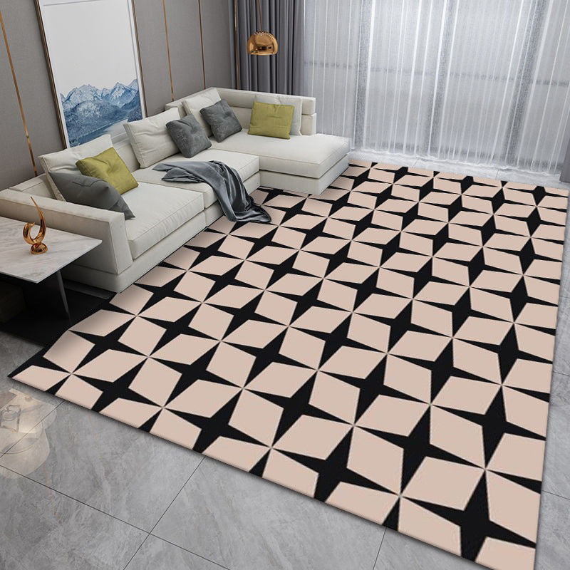 Green Casual Rug Polyester Check Pattern Rug Stain Resistant Rug for Home Decor