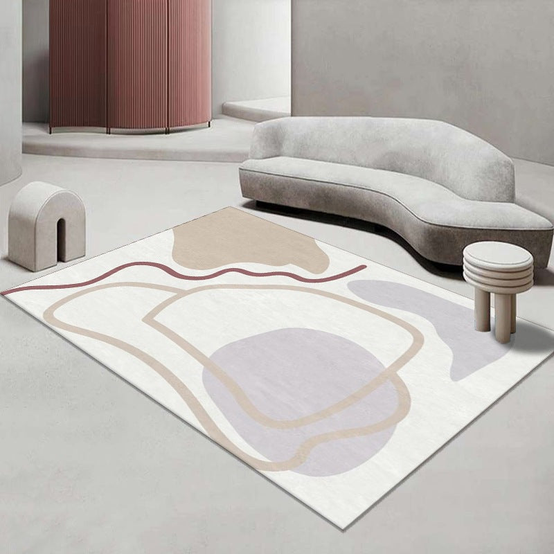 Tapis de couleur contrastée rose clair, tapis nordique en Polyester résistant aux taches pour la décoration de la maison