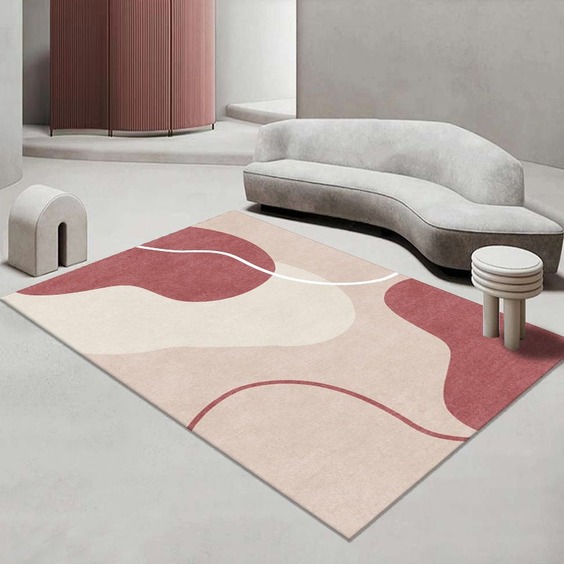 Tapis de couleur contrastée rose clair, tapis nordique en Polyester résistant aux taches pour la décoration de la maison