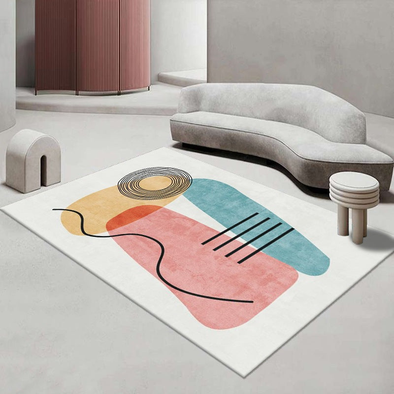 Tapis de couleur contrastée rose clair, tapis nordique en Polyester résistant aux taches pour la décoration de la maison
