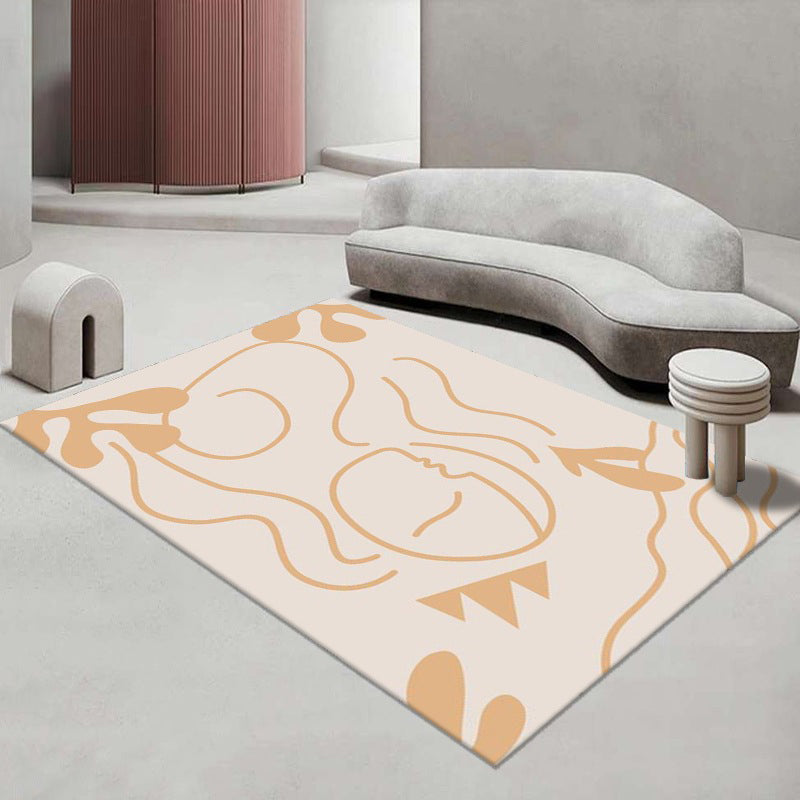 Gray Modern Carpet Polyester Color Piece Carpet Washable Carpet for Living Room