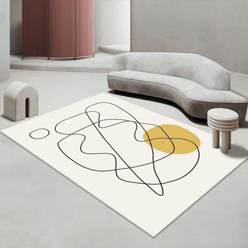 Gray Modern Carpet Polyester Color Piece Carpet Washable Carpet for Living Room