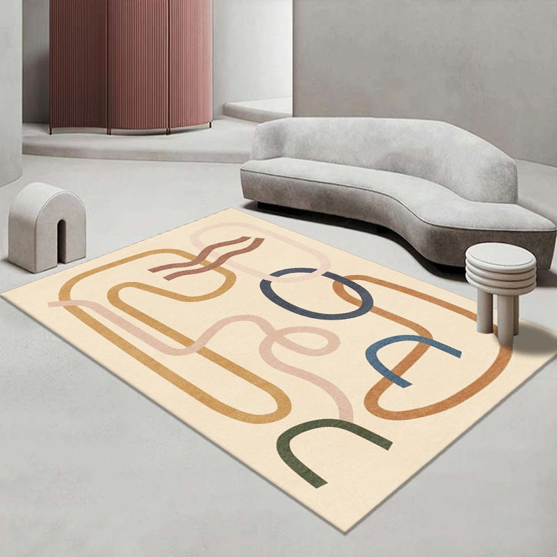 Gray Modern Carpet Polyester Color Piece Carpet Washable Carpet for Living Room