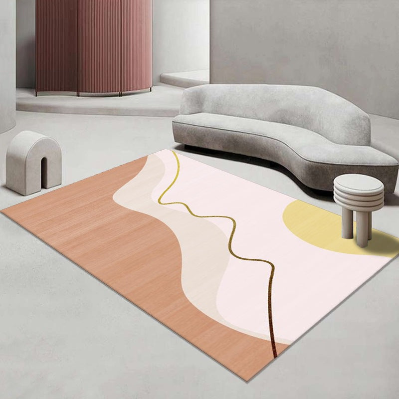 Gray Modern Carpet Polyester Color Piece Carpet Washable Carpet for Living Room