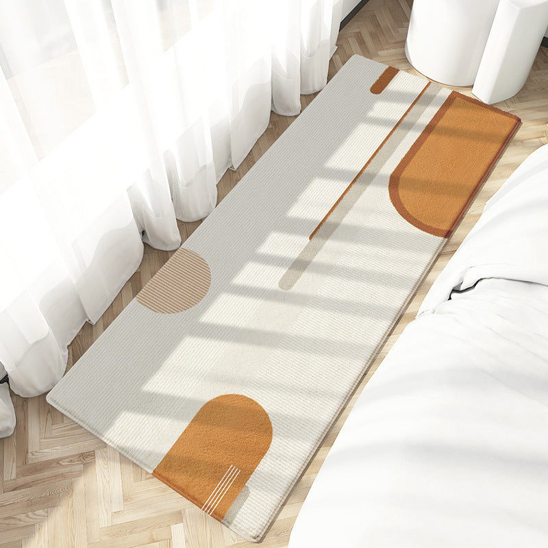 Orange Color Piece Rug Polyester Nordic Area Rug Stain Resistant Rug for Bedroom