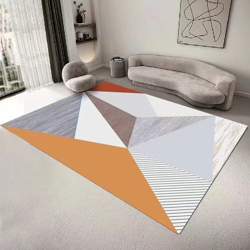 Dark Gray Modern Rug Polyester Geometric Rug Washable Rug for Drawing Room