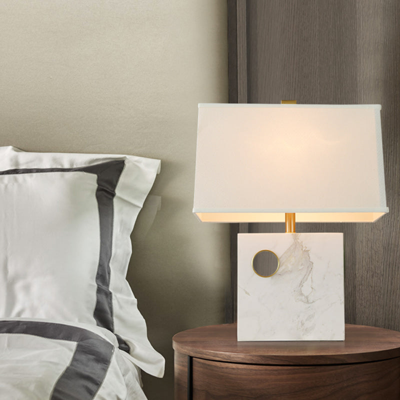 Task task task task modern 1 tête blanc petite lampe de bureau avec base en marbre carré