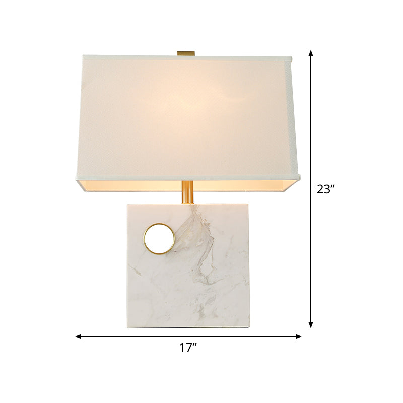 Task task task task modern 1 tête blanc petite lampe de bureau avec base en marbre carré