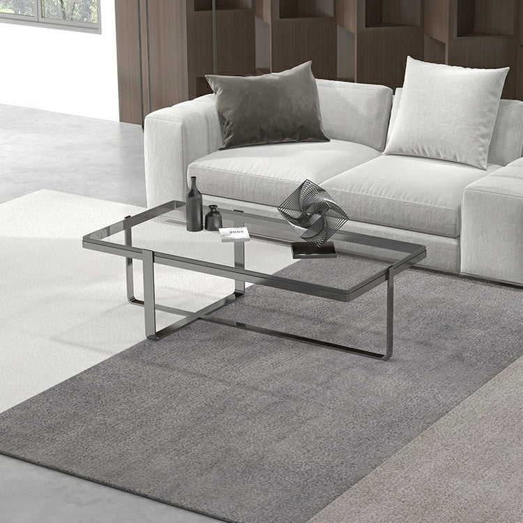 Glass Coffee Table Modern Simple Cross Legs Rectangle Cocktail Table