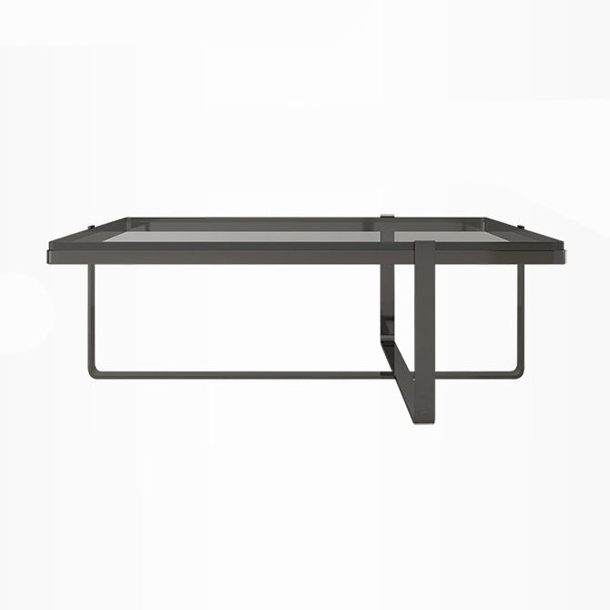 Glass Coffee Table Modern Simple Cross Legs Rectangle Cocktail Table