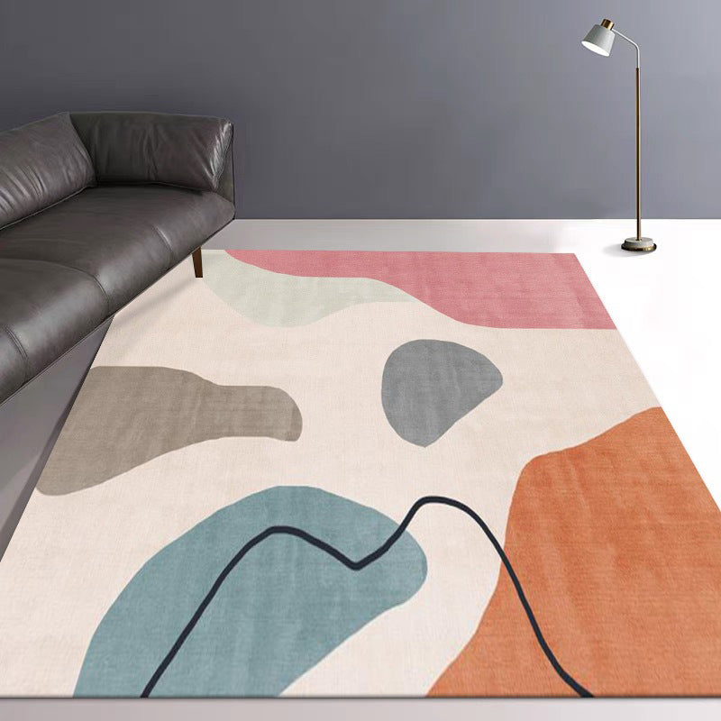 Pink Nordic Carpet Polyester Color Block Carpet Washable Area Carpet for Living Room