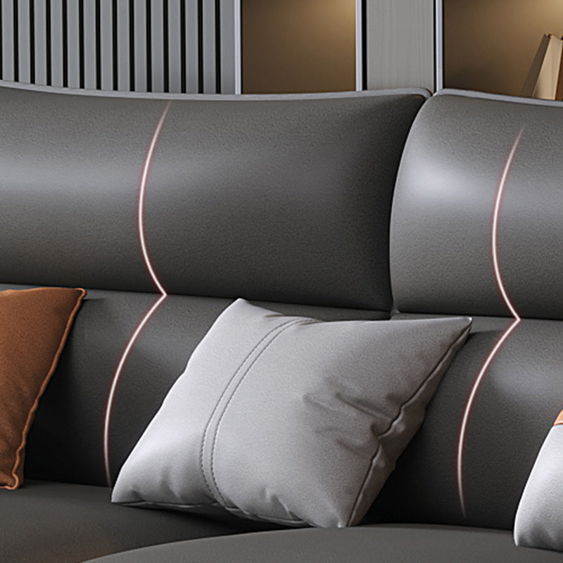 Vintage Sewn Pillow Back Sofa & Chaise 4-seat Faux Leather Sofa