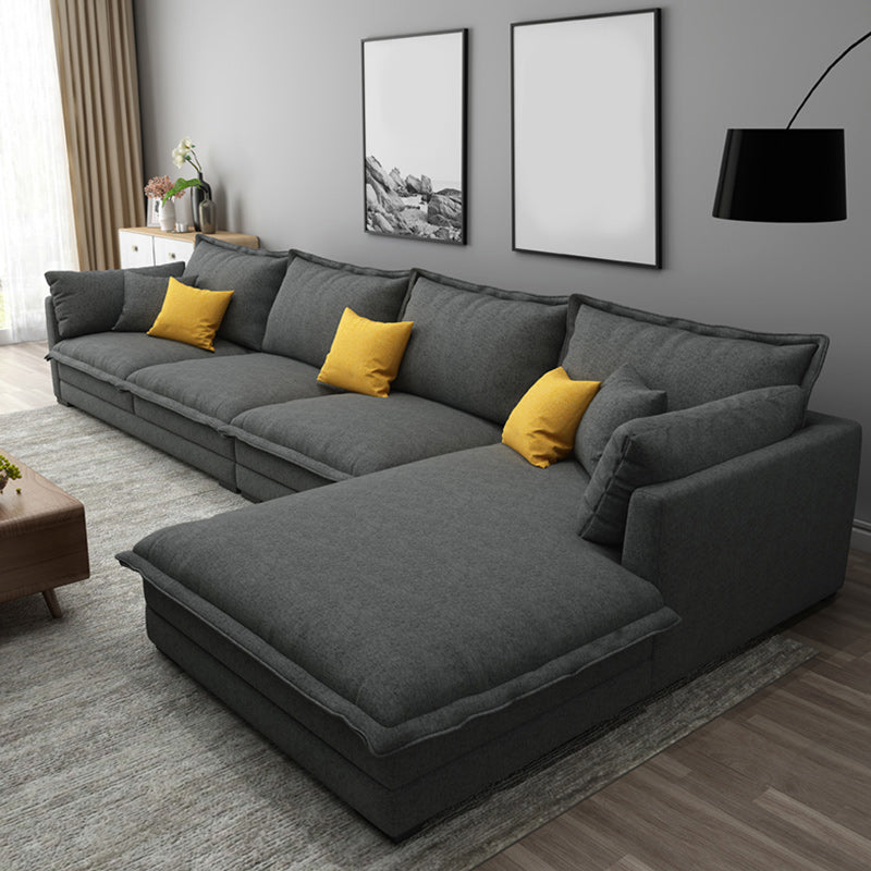Contemporary Fabric Sofa & Chaise with Pillows for Living Room