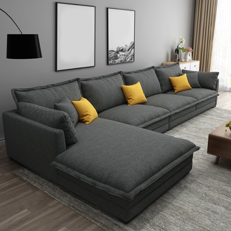 Contemporary Fabric Sofa & Chaise with Pillows for Living Room