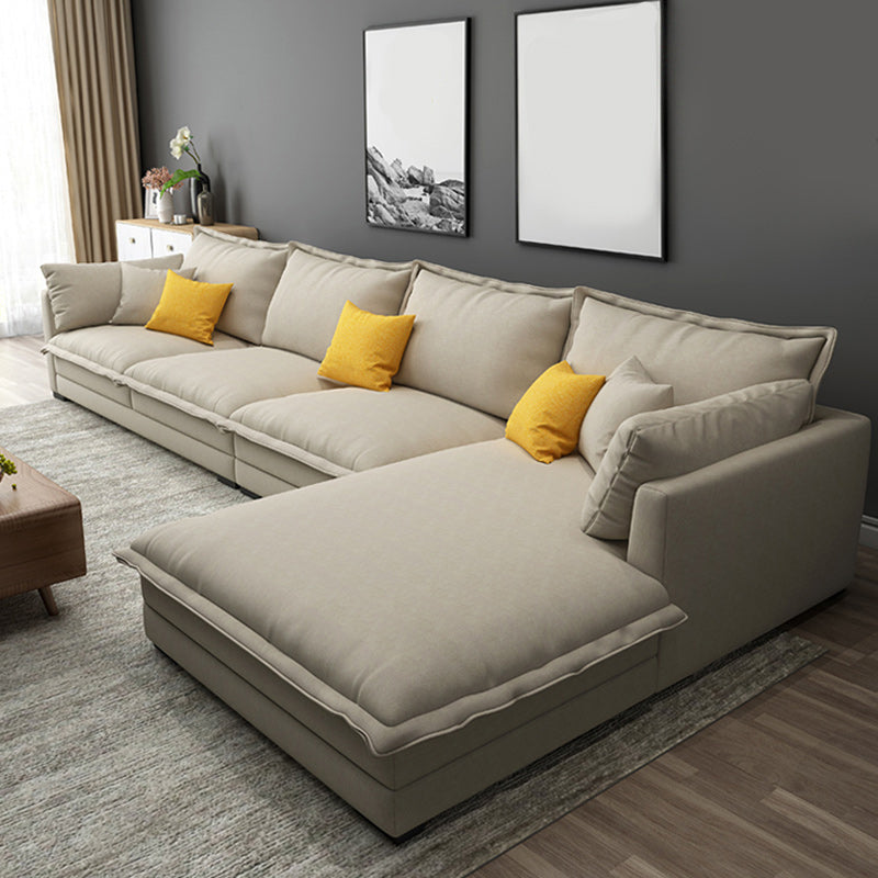 Contemporary Fabric Sofa & Chaise with Pillows for Living Room