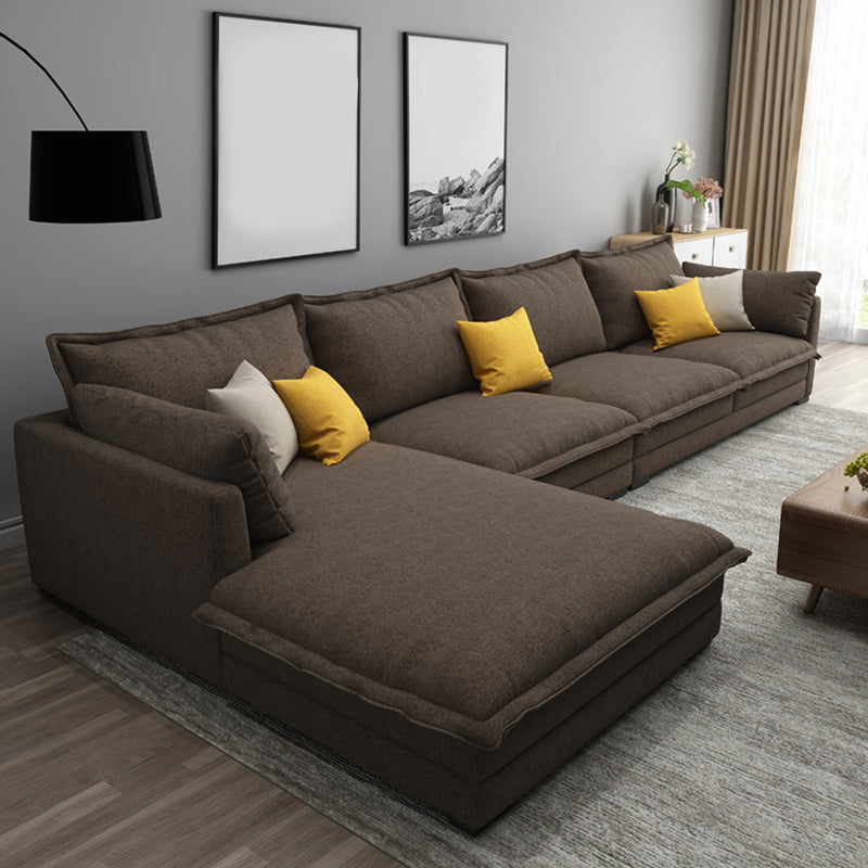 Contemporary Fabric Sofa & Chaise with Pillows for Living Room