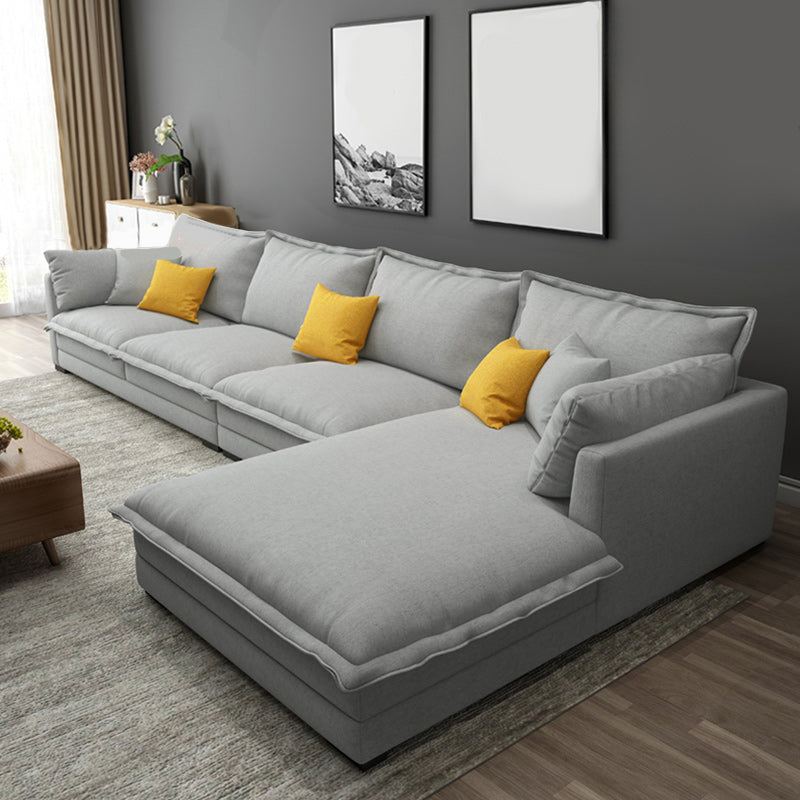 Contemporary Fabric Sofa & Chaise with Pillows for Living Room
