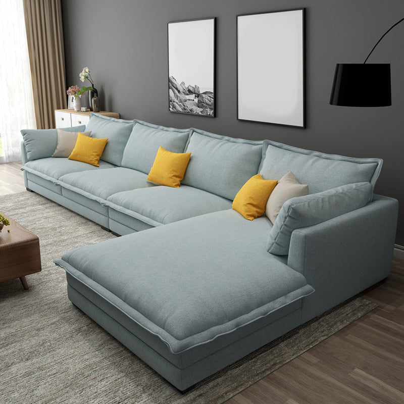 Contemporary Fabric Sofa & Chaise with Pillows for Living Room