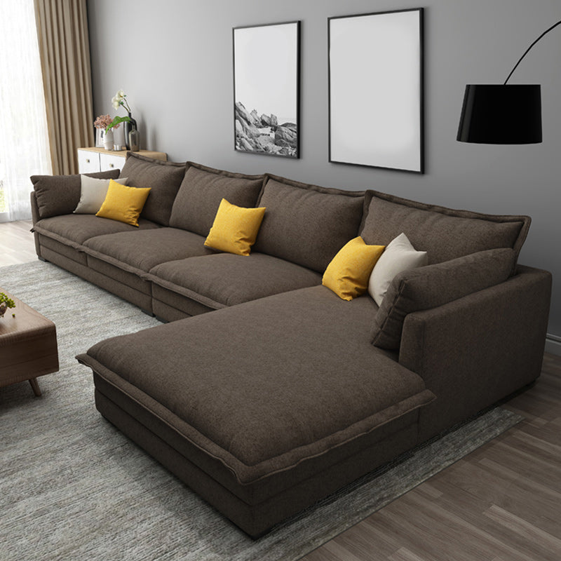 Contemporary Fabric Sofa & Chaise with Pillows for Living Room