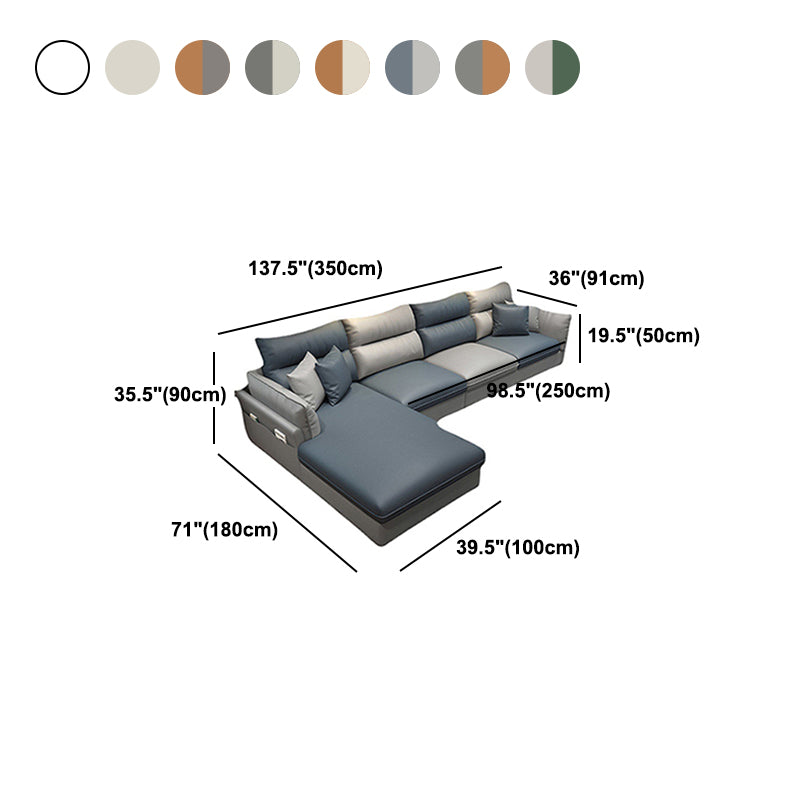 Mid Century Modern Faux Feather 4-seat Sofa & Chaise For Living Room