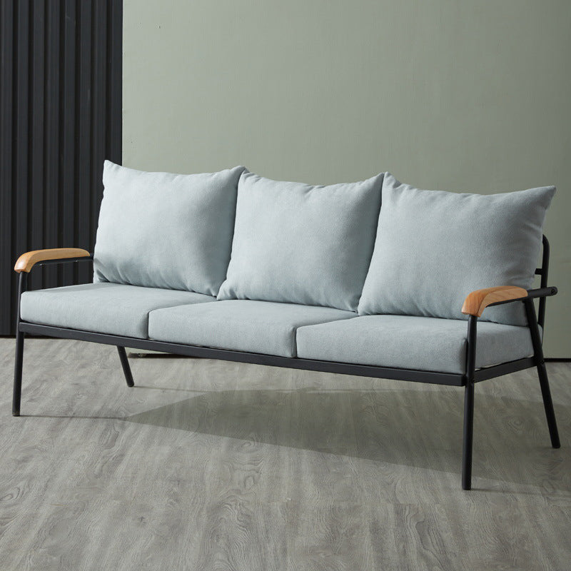 31.4"H Faux Leather/Cotton Blend Square Arm Sofa for Living Room