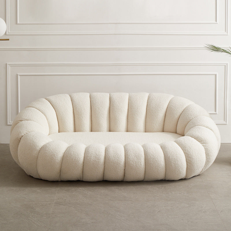 2 Seater 27.5"H Microfiber / Lamb Fleece Sloped Arm Sofa for Living Room