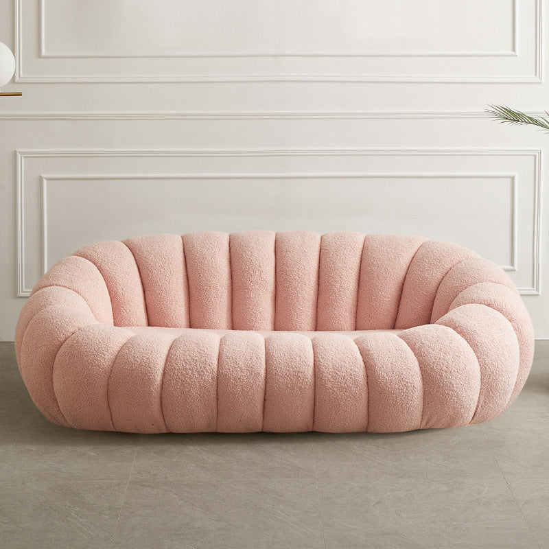 2 Seater 27.5"H Microfiber / Lamb Fleece Sloped Arm Sofa for Living Room