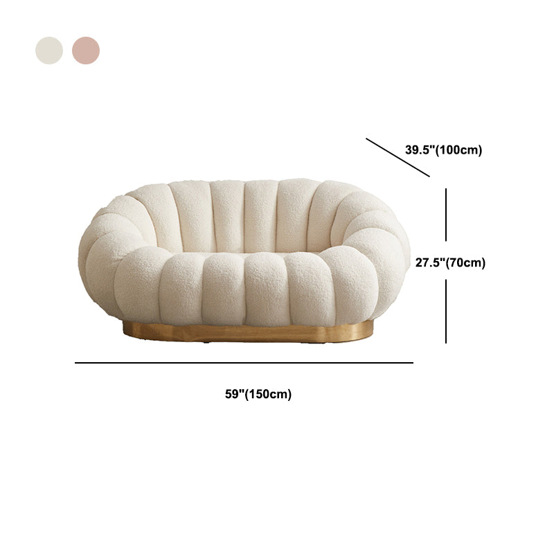 2 Seater 27.5"H Microfiber / Lamb Fleece Sloped Arm Sofa for Living Room