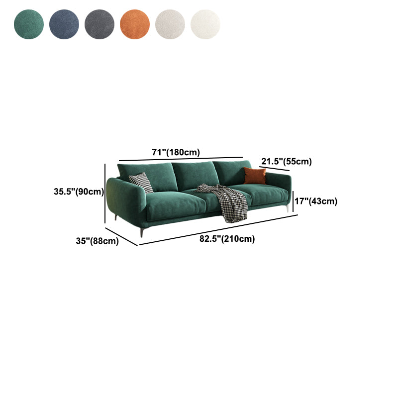 3 Seater 35.4"H Microsuede Solid Color Square Arm Sofa for Living Room