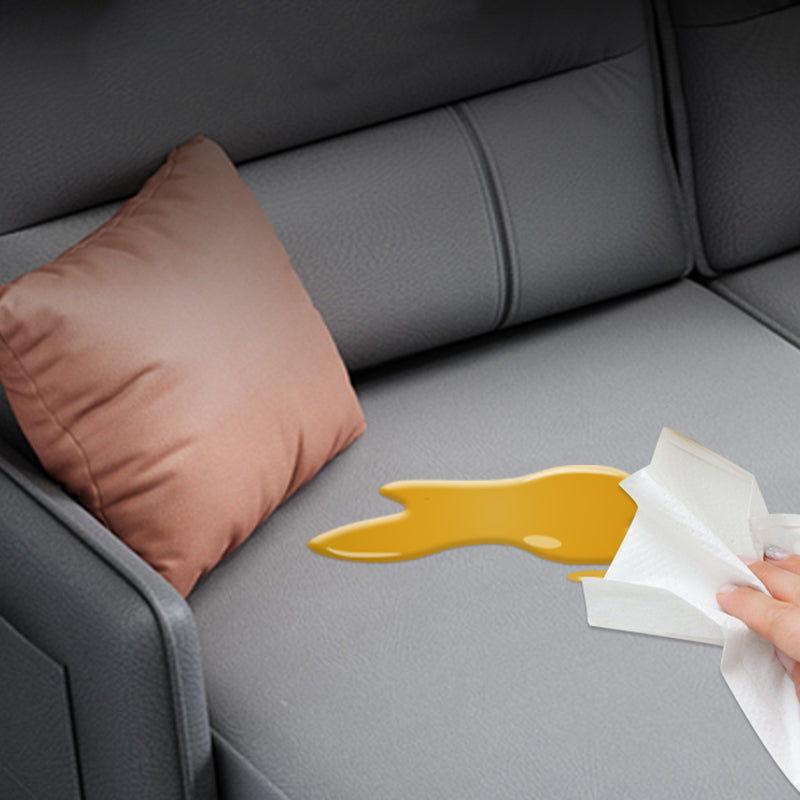 4-seat Sewn Pillow Back Sofa & Chaise Faux Leather Retro Sofa