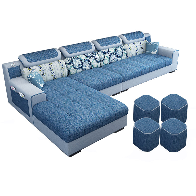 Recessed Arm L-Shape Modular Furniture Sectionals for Four People