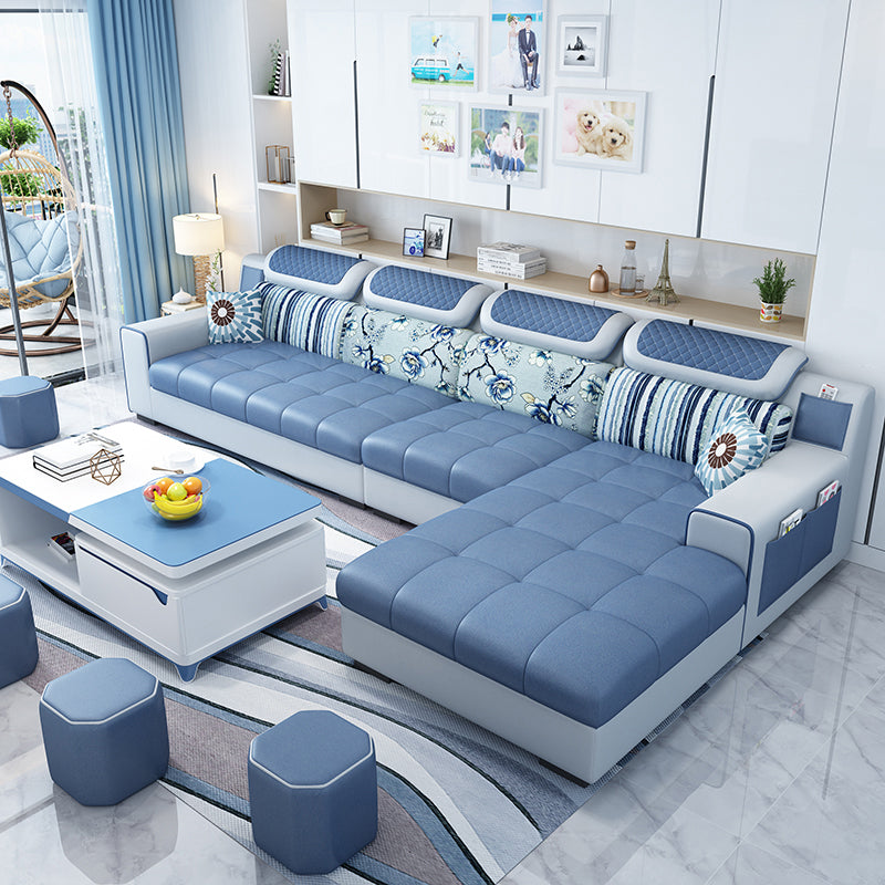 Recessed Arm L-Shape Modular Furniture Sectionals for Four People