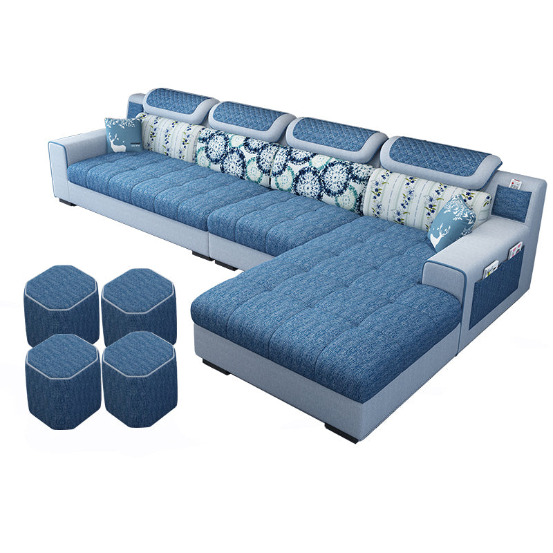 Recessed Arm L-Shape Modular Furniture Sectionals for Four People