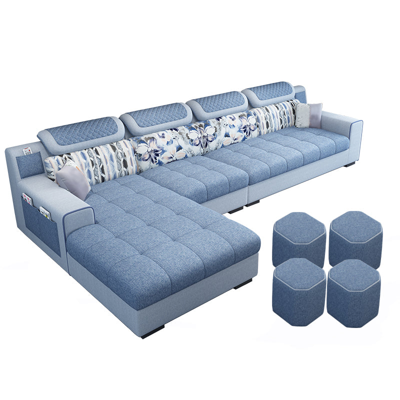 Recessed Arm L-Shape Modular Furniture Sectionals for Four People