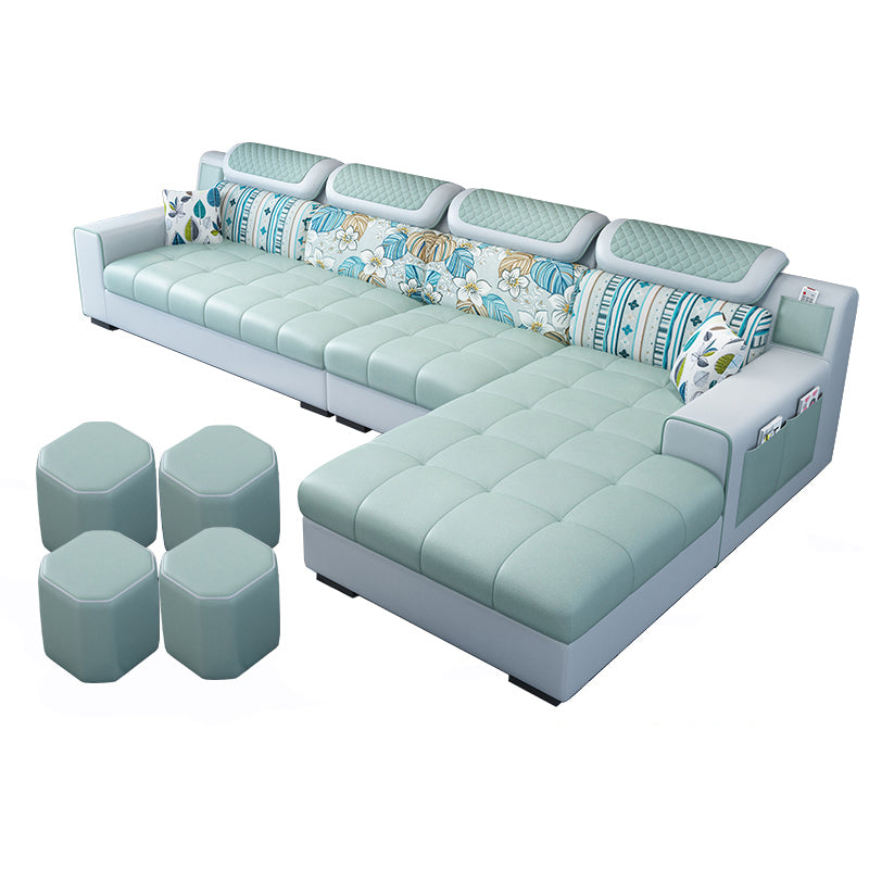 Recessed Arm L-Shape Modular Furniture Sectionals for Four People