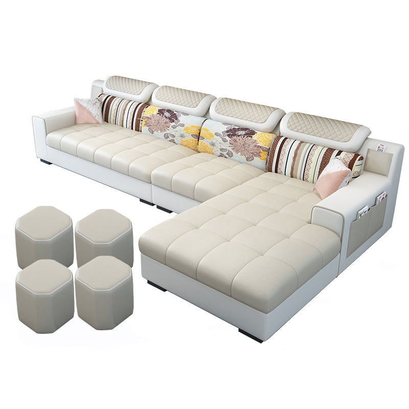 Recessed Arm L-Shape Modular Furniture Sectionals for Four People