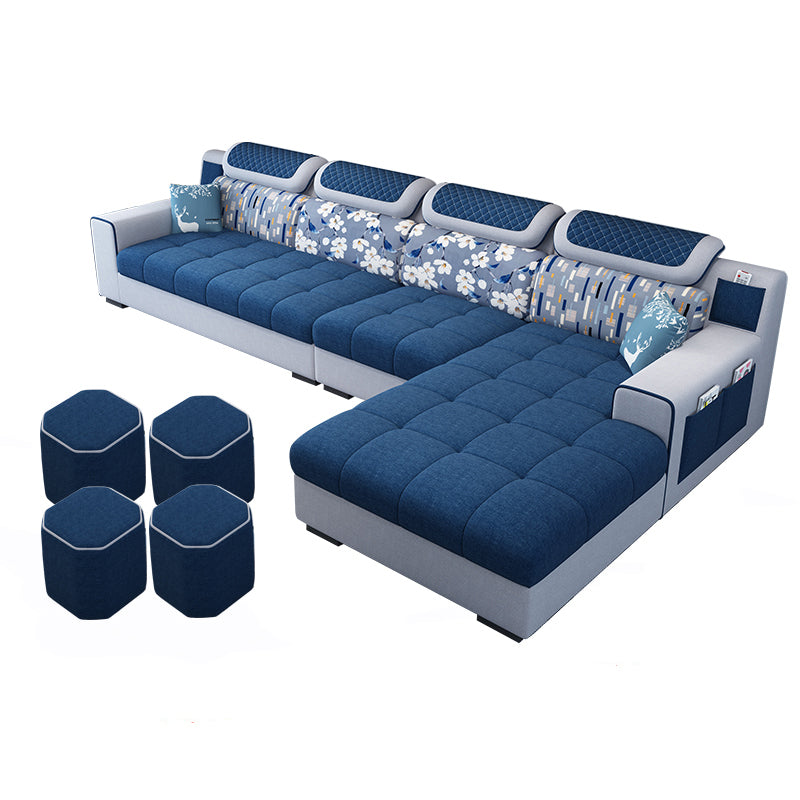 Recessed Arm L-Shape Modular Furniture Sectionals for Four People