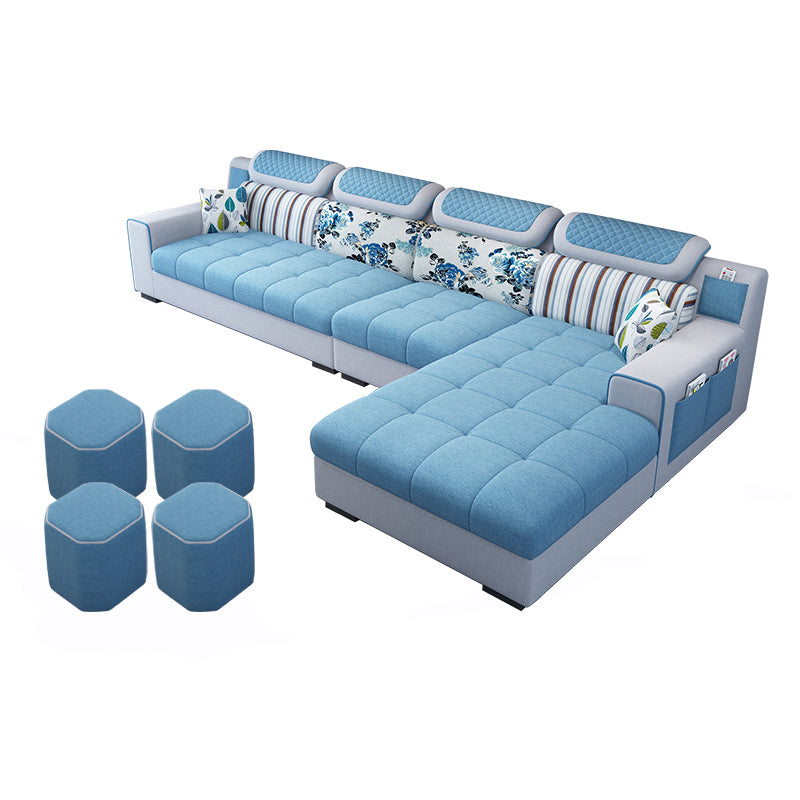 Recessed Arm L-Shape Modular Furniture Sectionals for Four People