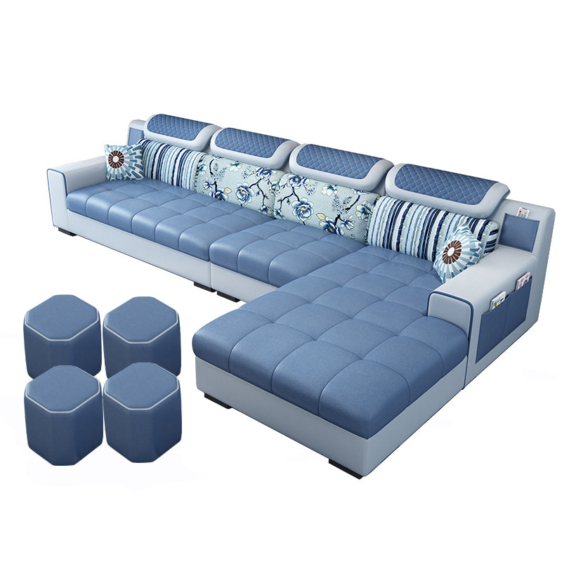 Recessed Arm L-Shape Modular Furniture Sectionals for Four People