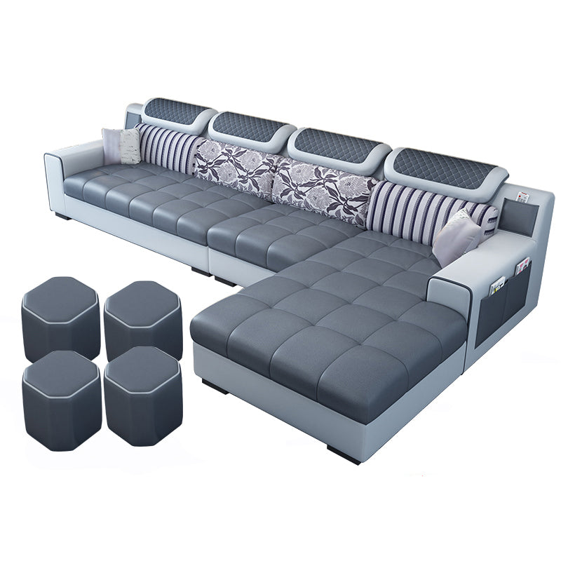 Recessed Arm L-Shape Modular Furniture Sectionals for Four People